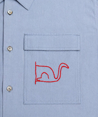 【LONGO】Man's Jacquard C-neck Hoodie Man's Short Sleev ed Shirt w/ buttons