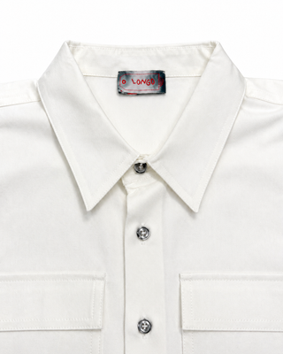 【LONGO】Man's Jacquard C-neck Hoodie Man's Short Sleev ed Shirt w/ buttons